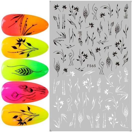 Flower Ink Modern Nail Sticker