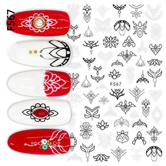 Flower Ink Modern Nail Sticker