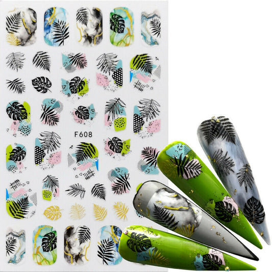 Flower Ink Modern Nail Sticker