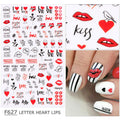 Lips Love Lips Heart Ink Modern Nail Sticker