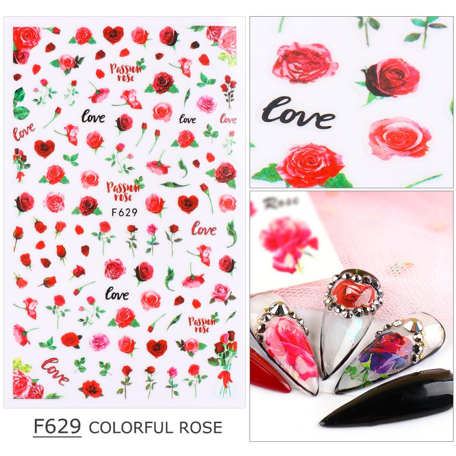 Roses Love Flower Ink Modern Nail Sticker