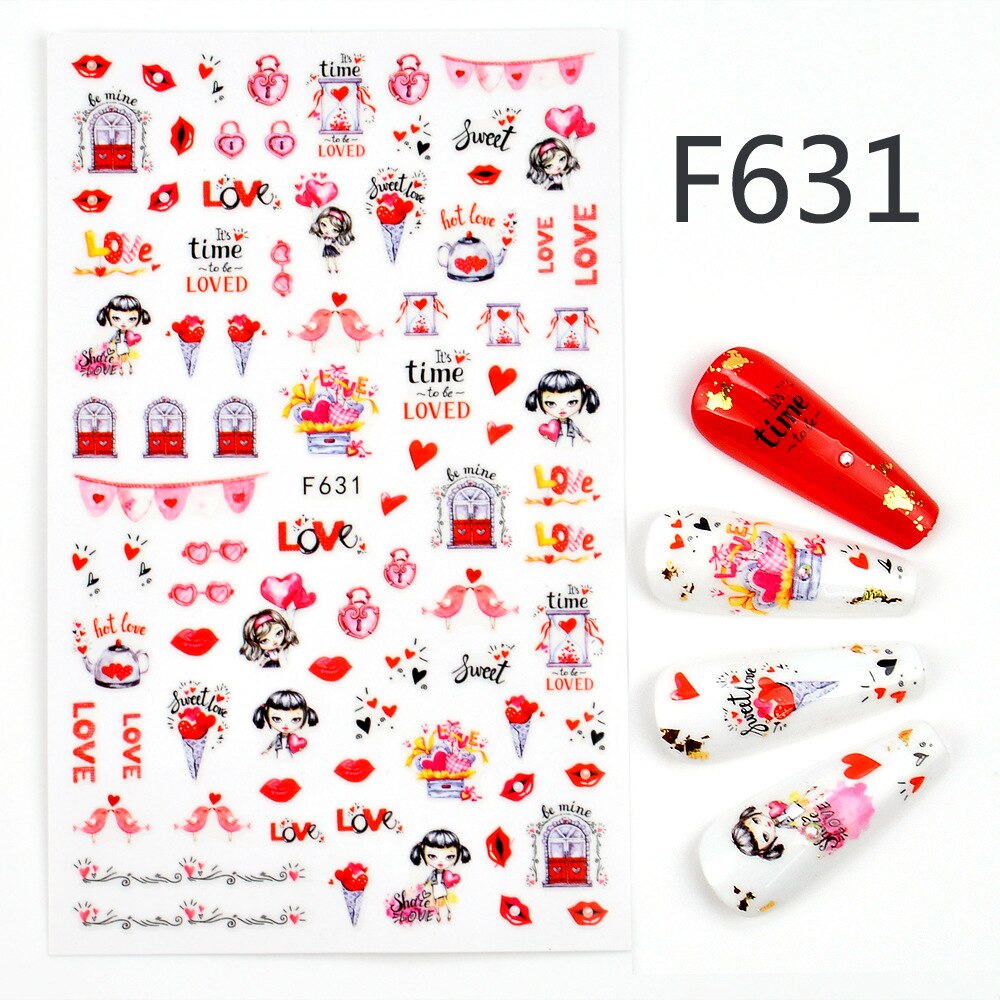 Lips Rose Fashion Love  Nail Sticker