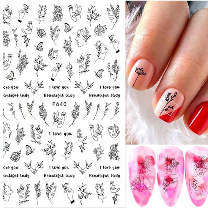Women Faces Abstract Art Nail Sticker