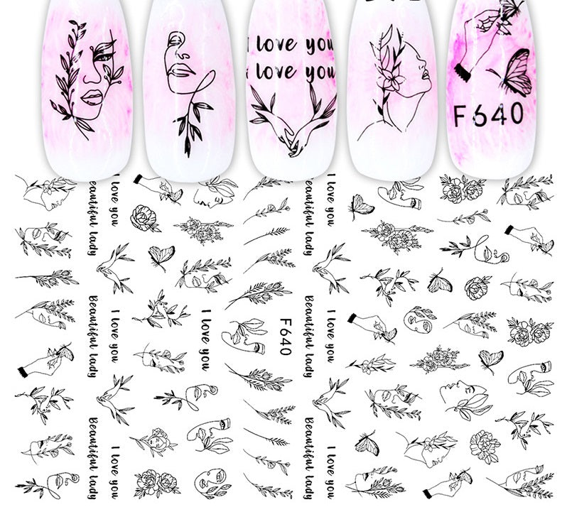 Women Faces Abstract Art Nail Sticker