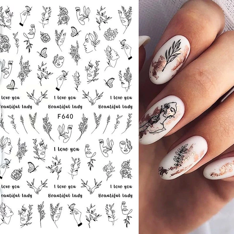 Women Faces Abstract Art Nail Sticker
