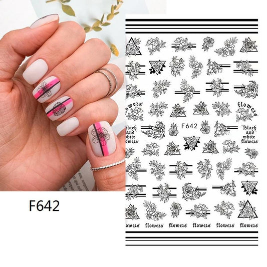 Leaves Flower Abstract Art Nail Sticker