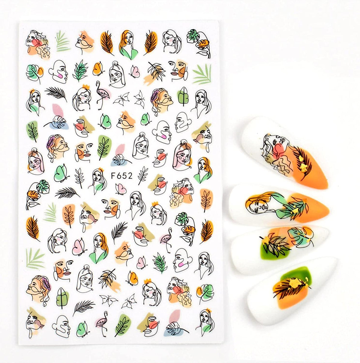 Leaves Flower Abstract Art Nail Sticker