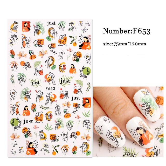 Leaves Flower Abstract Art Nail Sticker