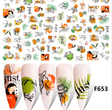Leaves Flower Abstract Art Nail Sticker