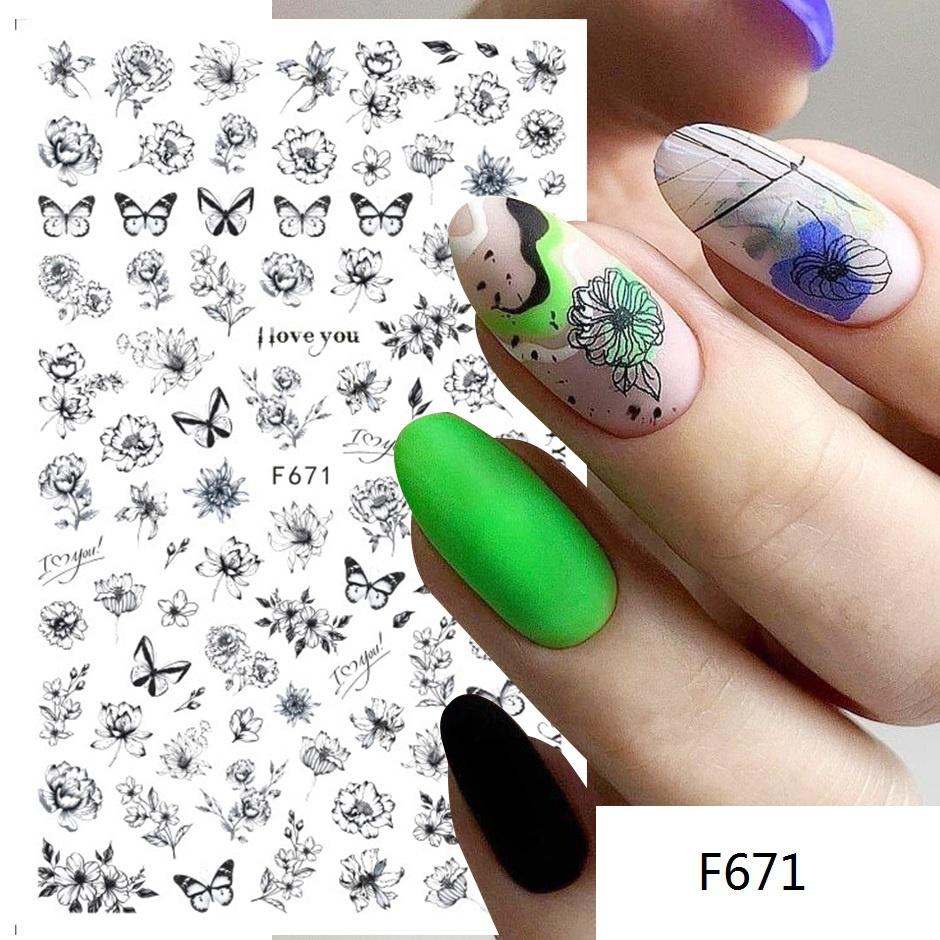 Flower Nail Sticker F671