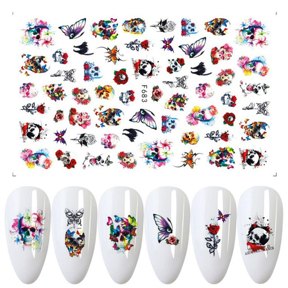 Leaves Skull Halloween Flower Art Nail Sticker