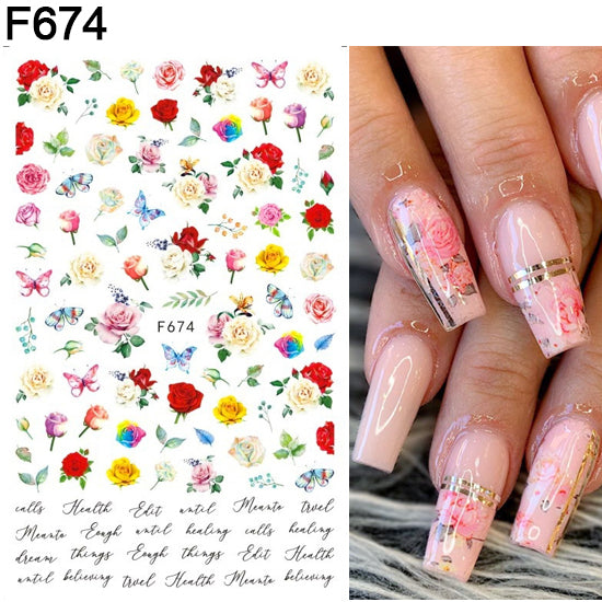 Flower Nail Sticker F674