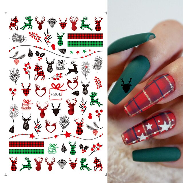 Christmas Leaves Flower Art Nail Sticker