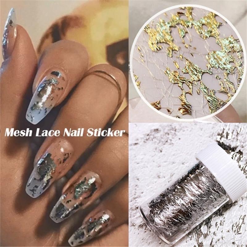 White Net Gold Foil Nail Mesh Net Foil Nail Art