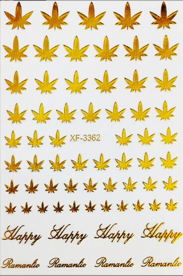 Gold Brand Cannabis Weed Nail Sticker