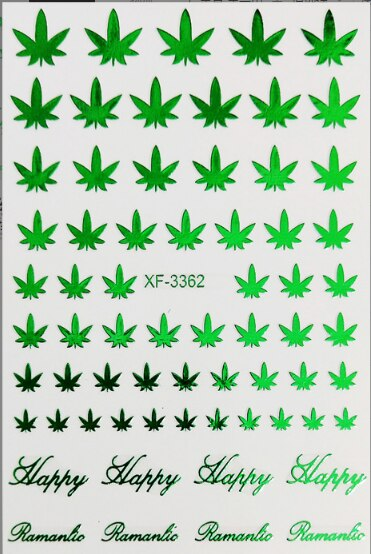 Green Brand Cannabis Weed Nail Sticker