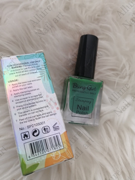 Bling Girl Green Stamping polish (non-uv)