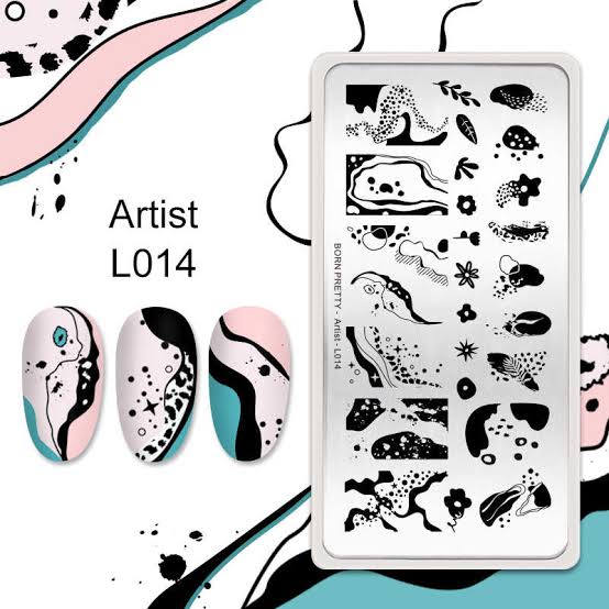 Abstract Leaves Geometric Born Pretty Stamping Plate - Artist L014