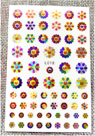 Flower Abstract Holographic Color Nail Art Sticker