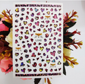 Hearts Leoprint Holographic Color Nail Art Sticker