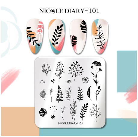 Nicole Diary Leaves Plants Stamping Plate ND101