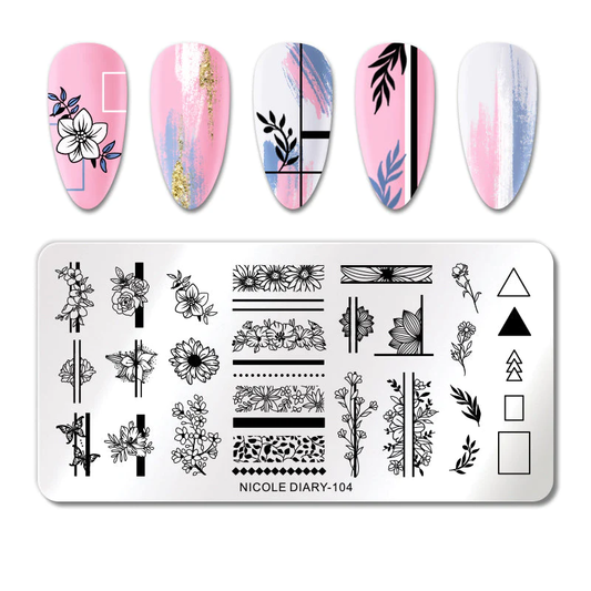 Nicole Diary Flower Abstract Lines Stamping Plate ND104