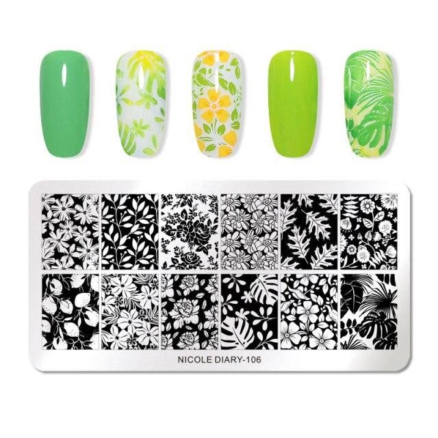 Nicole Diary Flower Abstract Lines Stamping Plate ND106