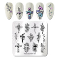 Nicole Diary Abstract Lines Crosses Flower Stamping Plate ND181