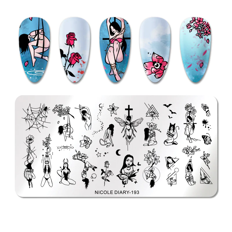 Nicole Diary Abstract Halloween Flower Stamping Plate ND193