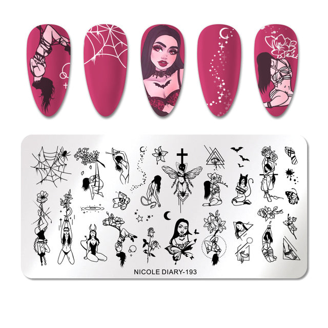 Nicole Diary Abstract Halloween Flower Stamping Plate ND193