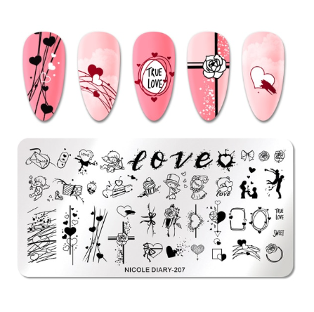 Nicole Diary Abstract Love Heart Flower Stamping Plate ND207