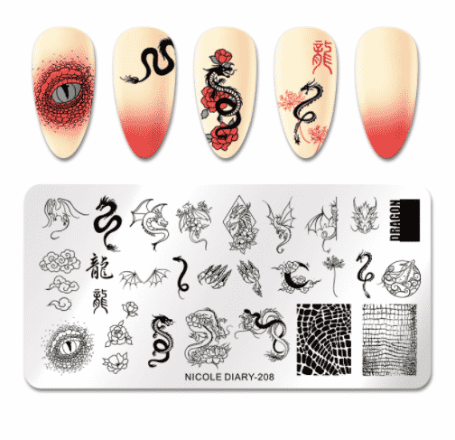 Nicole Diary Abstract Dragon Stamping Plate ND208