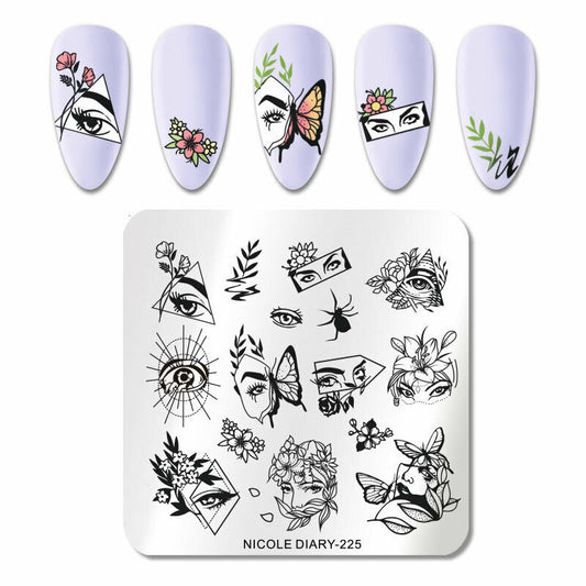 Nicole Diary Abstract Flower Halloween Stamping Plate ND225