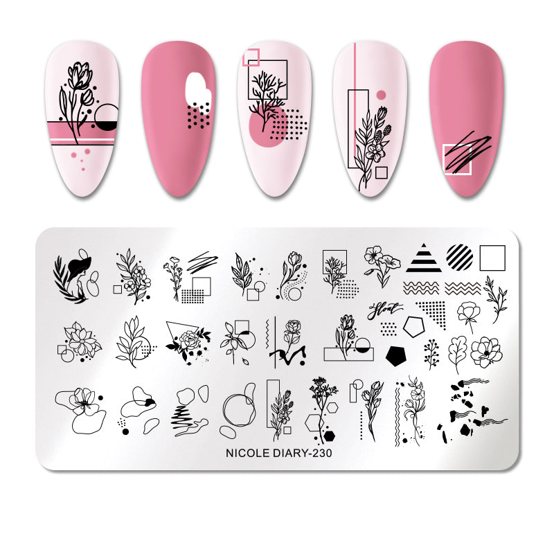 Nicole Diary Abstract Flower Stamping Plate ND230