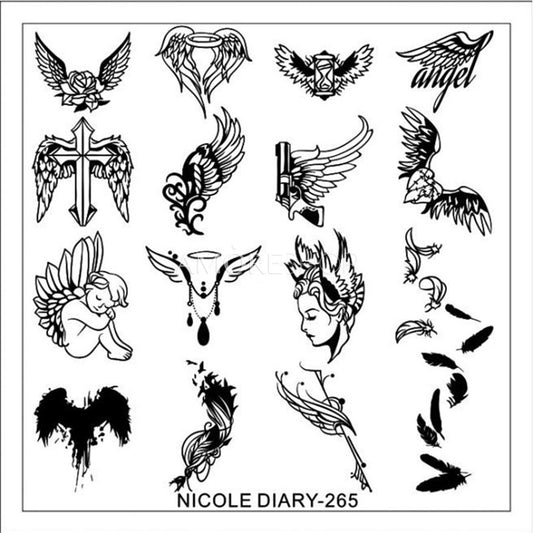 Nicole Diary Abstract Angel Faces Stamping Plate ND265