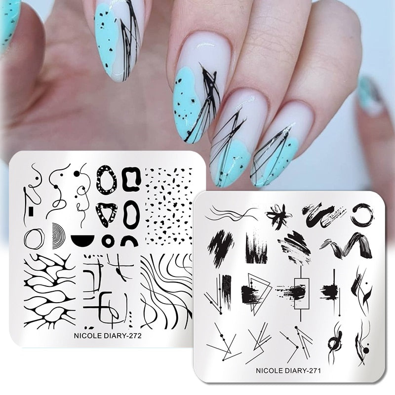 Nicole Diary Abstract Lines Art Stamping Plate ND271