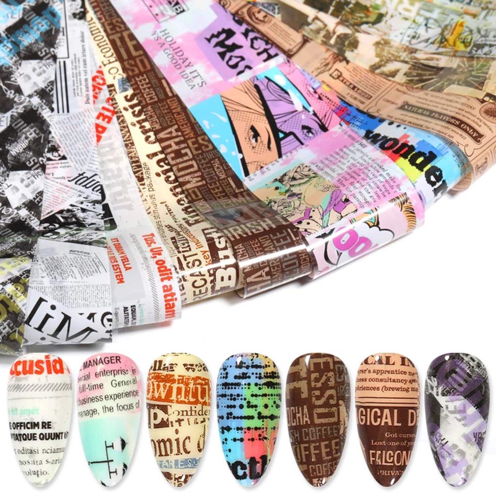 Newspaper Print Text Pop Art  10pcs Foil Set Box