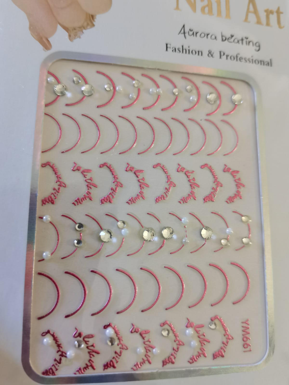 Curve Nail Sticker Pink