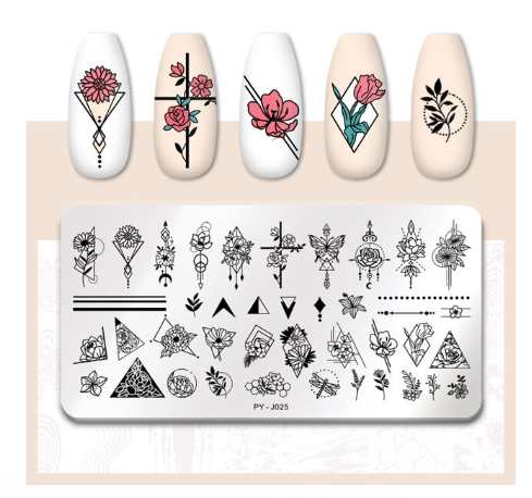 PYJ025 Abstract Geometric Flower Butterfly Stamping Plate