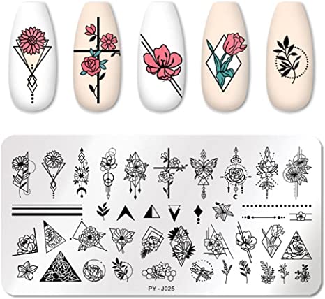 PYJ025 Abstract Geometric Flower Butterfly Stamping Plate