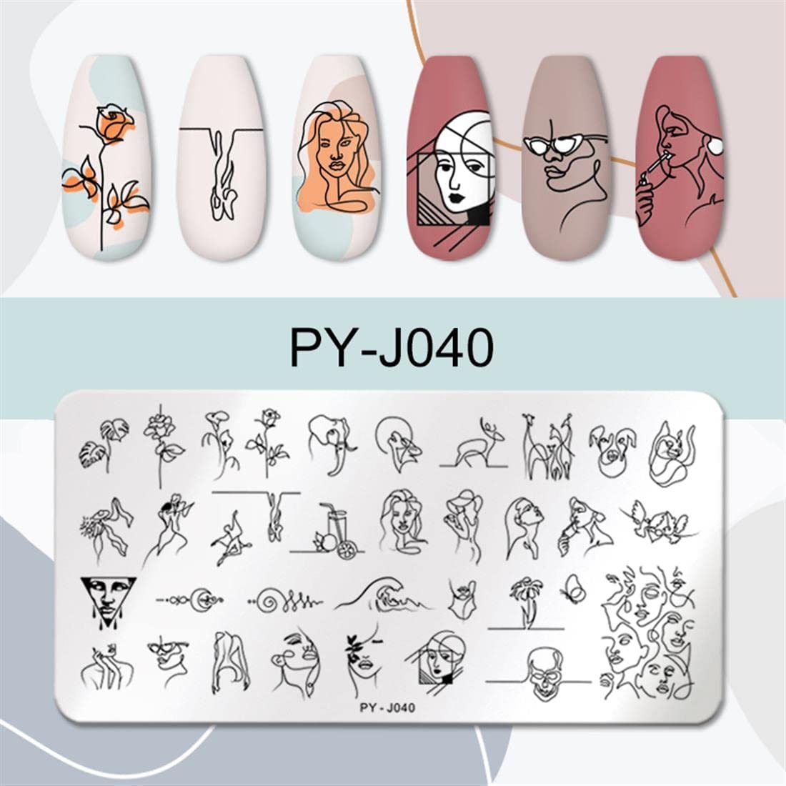 PYJ040 Abstract Faces Women Stamping Plate