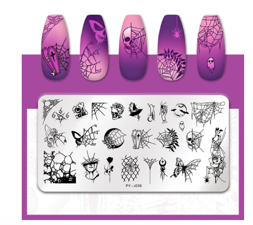 PYJ050 Halloween Abstract Spider Web Stamping Plate