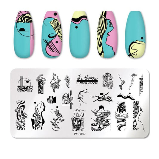 PYJ057 Abstract Twirl Lines Stamping Plate