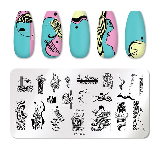 PYJ057 Abstract Twirl Lines Stamping Plate