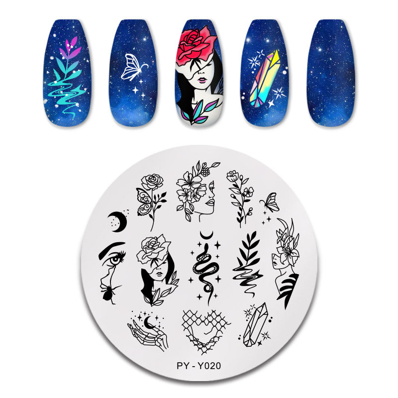 PYY015 Abstract Faces Hands Snake Geometric Stamping Plate