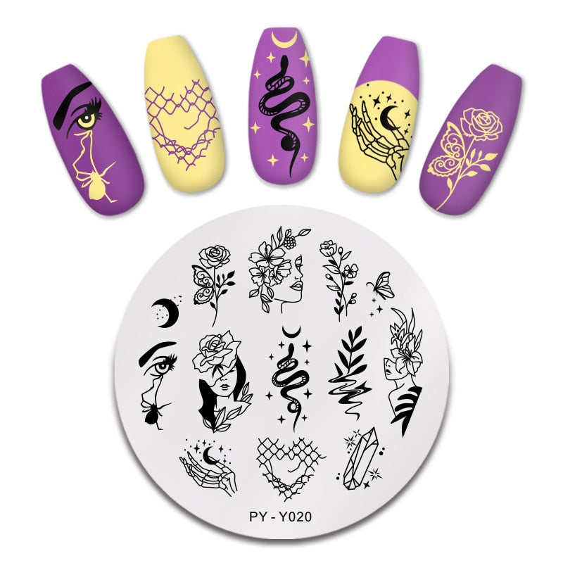 PYY015 Abstract Faces Hands Snake Geometric Stamping Plate