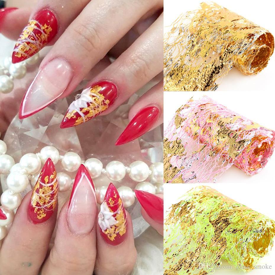 Pink Net Gold Foil Nail Mesh Net Foil Nail Art