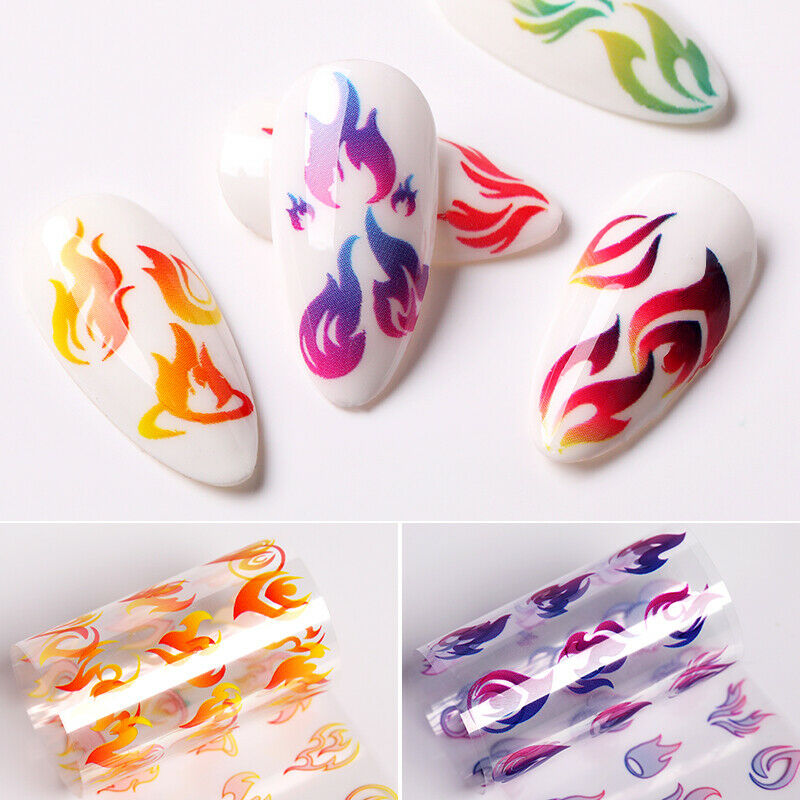 Flame Nail Foil Transfer Nail Art