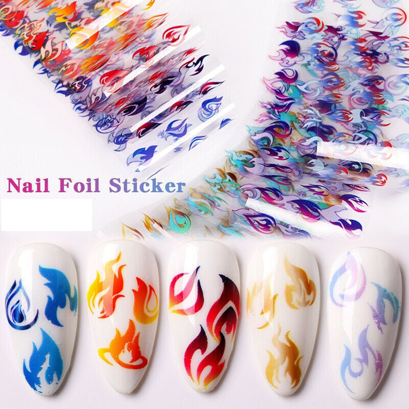 Flame Nail Foil Transfer Nail Art