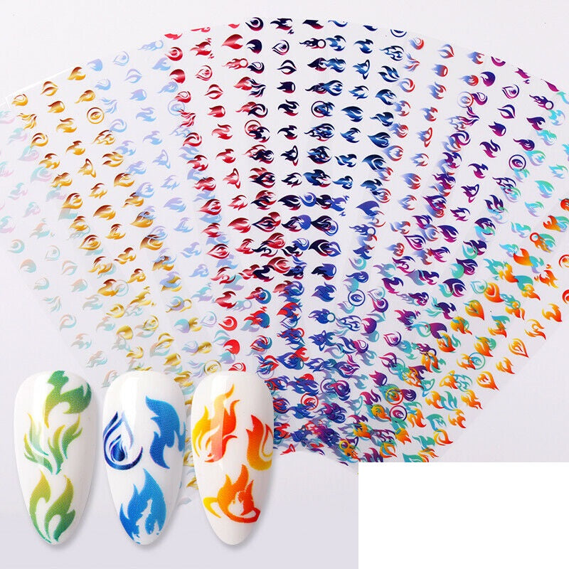 Flame Nail Foil Transfer Nail Art